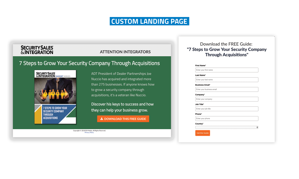 Security Sales & Integration - Custom Landing Page